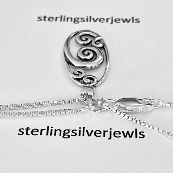 Sterling Silver A Lot Of Waves Necklace, Ocean Necklaces, Multiple Spiral Chain - Picture 11 of 11